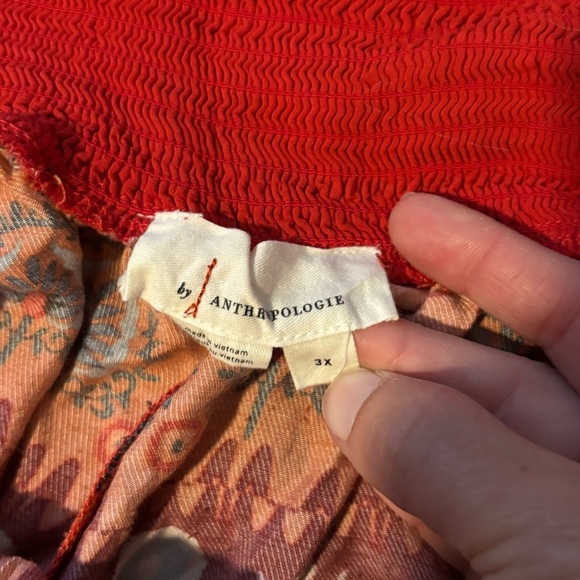 Anthropologie Boho Indie Printed Ruched Wide Leg High Rise Red Pink Shorts Sz 3X - Picture 5 of 9